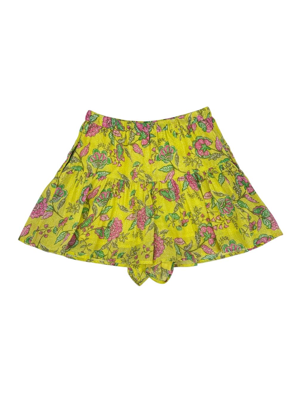 Sundry NWT Sz 1 Felicity Green Pink Floral Print Lined Tiered Mini Skort Skirt - Picture 1 of 9